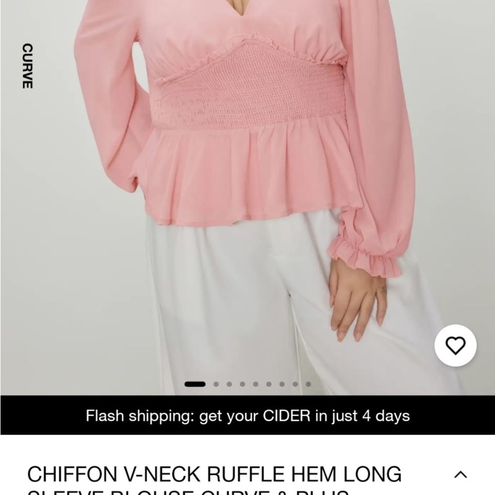 Chic V-Neck Blouse in Soft Pink - Picture 5 of 9